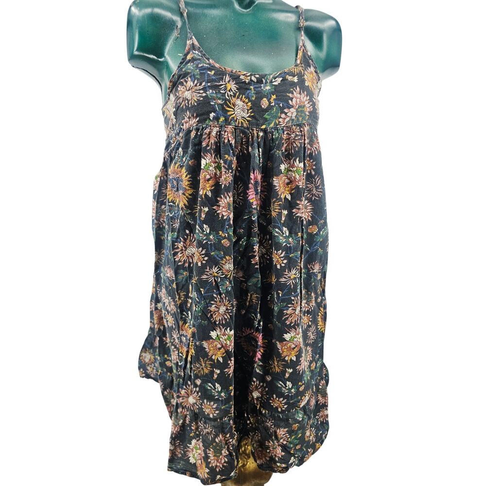 Natural Life Floral Boho Chic Babydoll Dress Empire Waist Spaghetti Strap M 4147